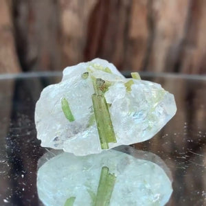 3.5cm 17g Green Tourmaline and Himalayan Quartz, Tulga Mine, Gilgit-Baltistan, Pakistan