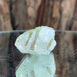 3.5cm 17g Green Tourmaline and Himalayan Quartz, Tulga Mine, Gilgit-Baltistan, Pakistan