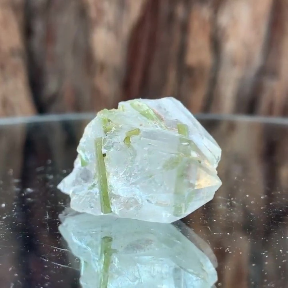 3.5cm 17g Green Tourmaline and Himalayan Quartz, Tulga Mine, Gilgit-Baltistan, Pakistan