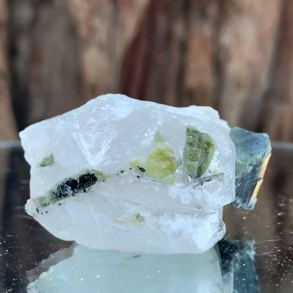 4.5cm 50g Green Tourmaline and Himalayan Quartz, Tulga Mine, Gilgit-Baltistan, Pakistan