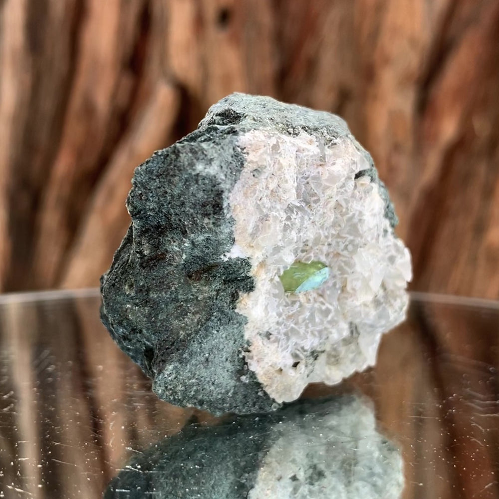 6cm 70g Green Sphene on Calcite from Shelisa Mine, Arundo, Shigar District, Gilgit-Baltistan, Pakistan