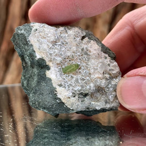 6cm 70g Green Sphene on Calcite from Shelisa Mine, Arundo, Shigar District, Gilgit-Baltistan, Pakistan