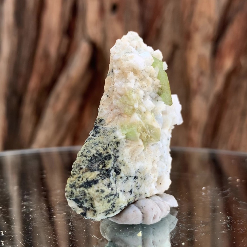 4.5cm 20g Green Sphene on Calcite from Shelisa Mine, Arundo, Shigar District, Gilgit-Baltistan, Pakistan