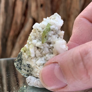 4.5cm 20g Green Sphene on Calcite from Shelisa Mine, Arundo, Shigar District, Gilgit-Baltistan, Pakistan