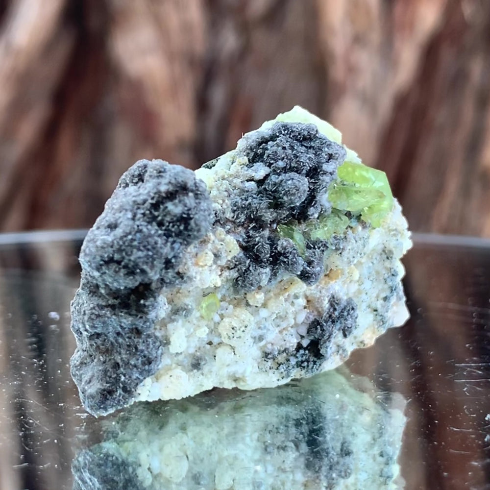 4cm 24g Green Sphene on Calcite from Shelisa Mine, Arundo, Shigar District, Gilgit-Baltistan, Pakistan