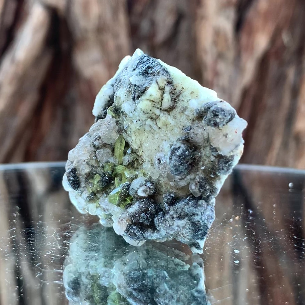 4.5cm 30g Green Sphene on Calcite from Shelisa Mine, Arundo, Shigar District, Gilgit-Baltistan, Pakistan