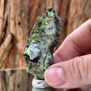7cm 33g Green Sphene on Calcite from Shelisa Mine, Arundo, Shigar District, Gilgit-Baltistan, Pakistan