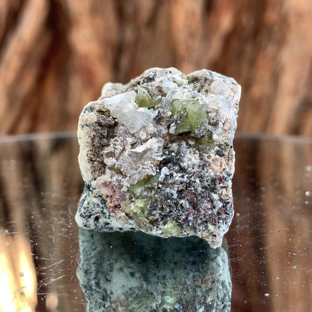 5cm 48g Green Sphene on Calcite from Shelisa Mine, Arundo, Shigar District, Gilgit-Baltistan, Pakistan