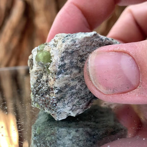 5cm 48g Green Sphene on Calcite from Shelisa Mine, Arundo, Shigar District, Gilgit-Baltistan, Pakistan