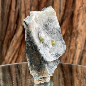 9cm 230g Green Sphene on Calcite from Shelisa Mine, Arundo, Shigar District, Gilgit-Baltistan, Pakistan