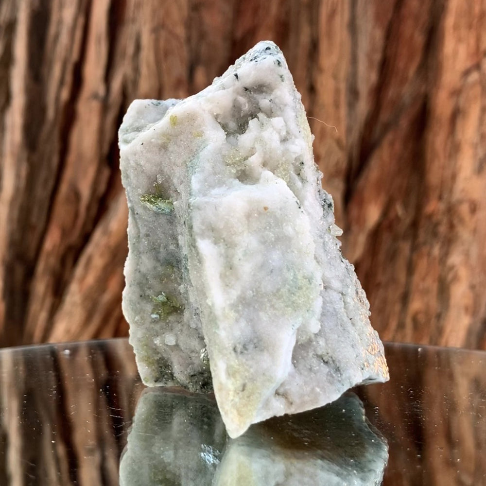 7.5cm 270g Green Sphene on Calcite from Shelisa Mine, Arundo, Shigar District, Gilgit-Baltistan, Pakistan