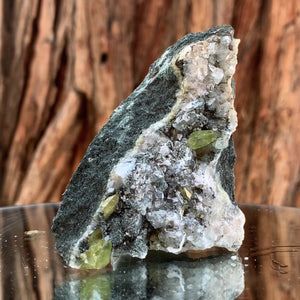8.5cm 100g Green Sphene on Calcite from Shelisa Mine, Arundo, Shigar District, Gilgit-Baltistan, Pakistan