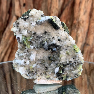 8cm 105g Green Sphene on Calcite from Shelisa Mine, Arundo, Shigar District, Gilgit-Baltistan, Pakistan