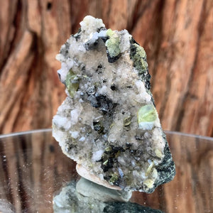 8cm 105g Green Sphene on Calcite from Shelisa Mine, Arundo, Shigar District, Gilgit-Baltistan, Pakistan