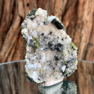 8cm 105g Green Sphene on Calcite from Shelisa Mine, Arundo, Shigar District, Gilgit-Baltistan, Pakistan