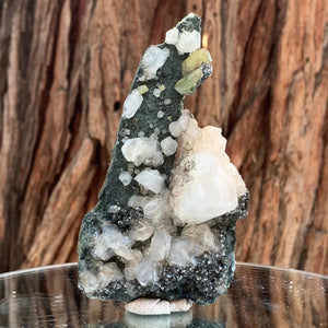 11.5cm 165g Green Sphene on Calcite from Shelisa Mine, Arundo, Shigar District, Gilgit-Baltistan, Pakistan