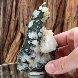 11.5cm 165g Green Sphene on Calcite from Shelisa Mine, Arundo, Shigar District, Gilgit-Baltistan, Pakistan