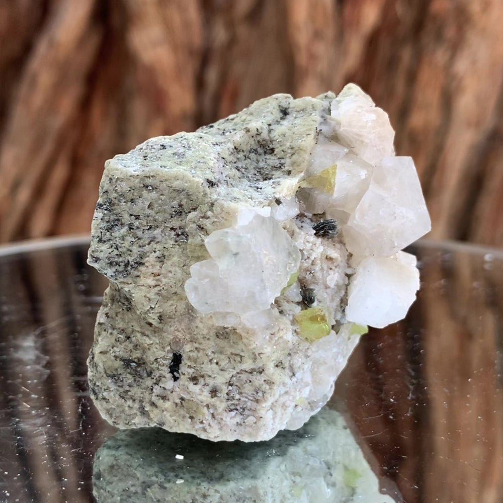 6cm 90g Green Sphene on Calcite from Shelisa Mine, Arundo, Shigar District, Gilgit-Baltistan, Pakistan