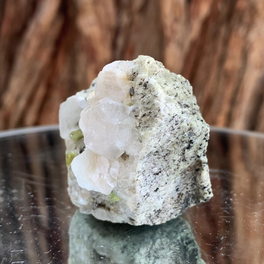 6cm 90g Green Sphene on Calcite from Shelisa Mine, Arundo, Shigar District, Gilgit-Baltistan, Pakistan