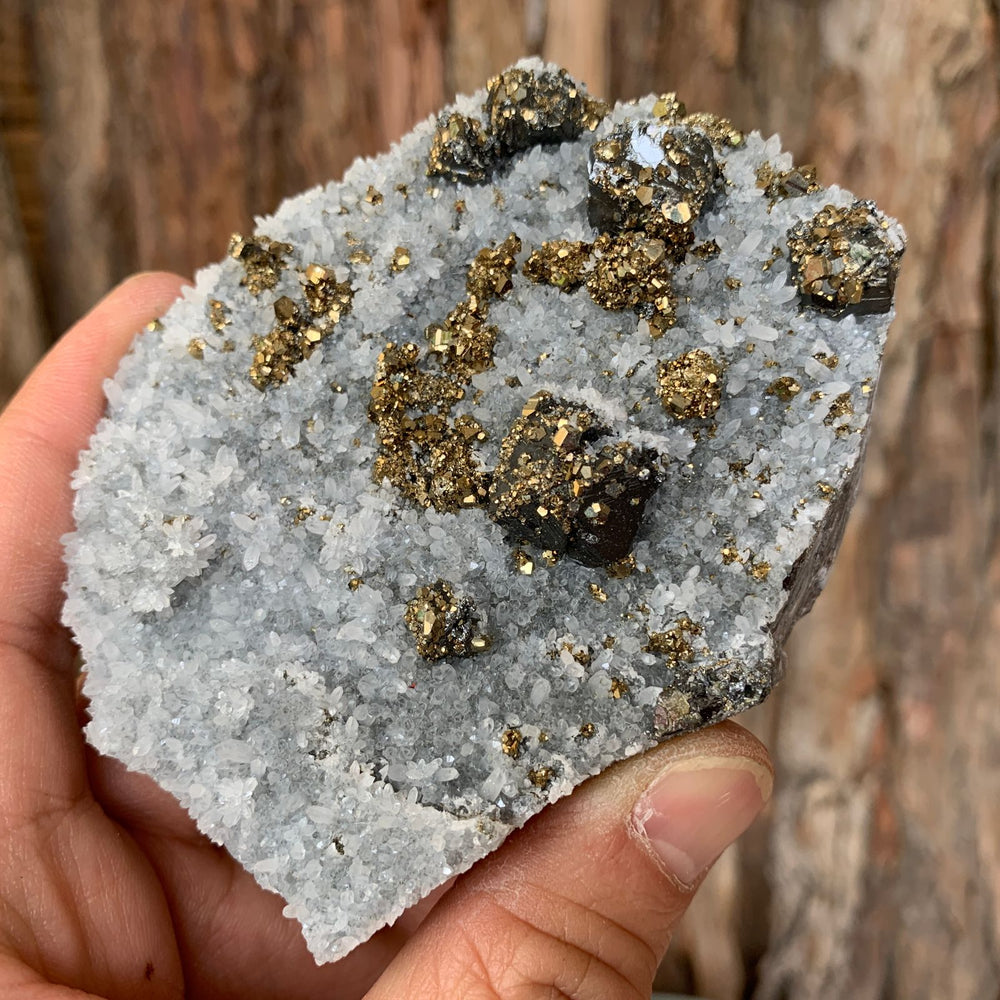 9cm 222g Pyrite, Clear Quartz from Huaron, Peru