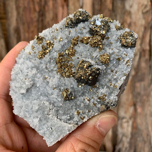 9cm 222g Pyrite, Clear Quartz from Huaron, Peru