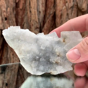 11cm 340g White Clear Fluorite and Calcite, Manaoshan Mine, Hunan China