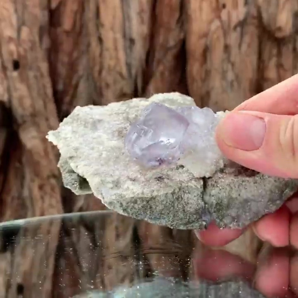 9cm 310g Clear Purple Fluorite, Yaogangxian Mine, Hunan China