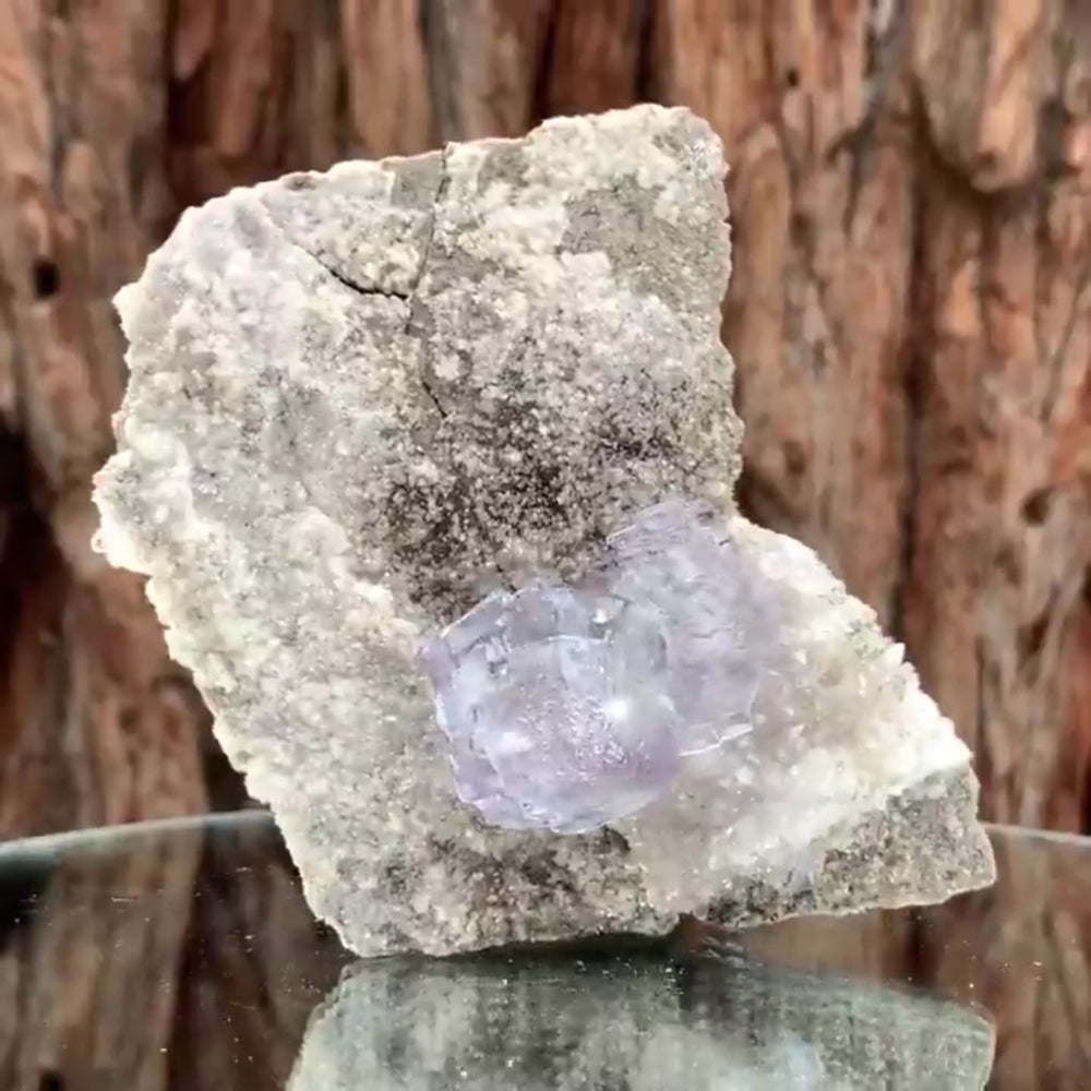 9cm 310g Clear Purple Fluorite, Yaogangxian Mine, Hunan China