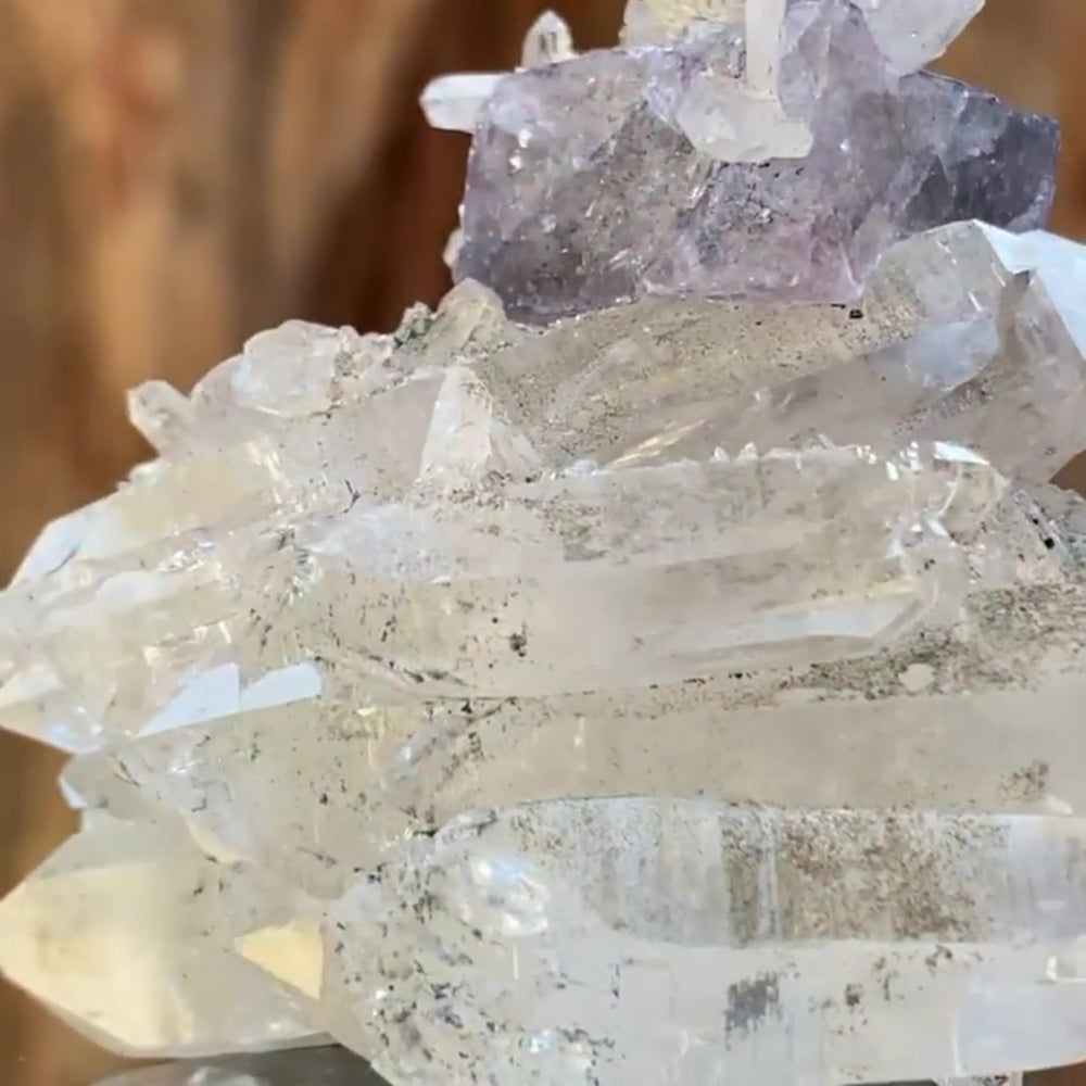 4.5cm 57g Clear Fluorite and Quartz from Xianghuapu Mine, Hunan, CN