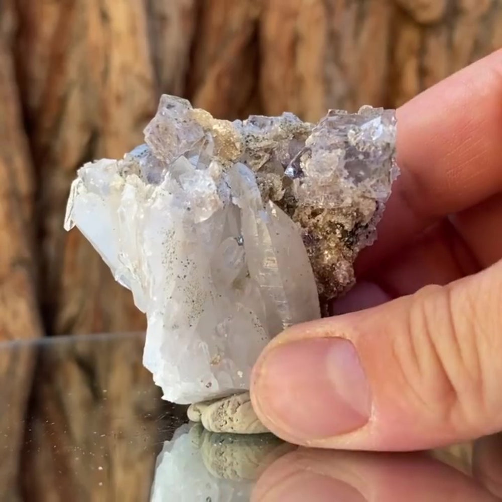 5cm 66g Clear Fluorite and Quartz from Xianghuapu Mine, Hunan, CN