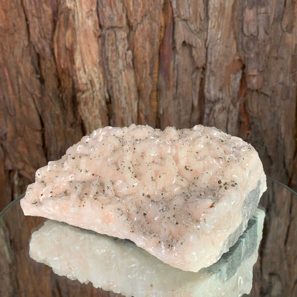 12.5cm 1.03kg Pink Dolomite and Chalcopyrite from Morocco