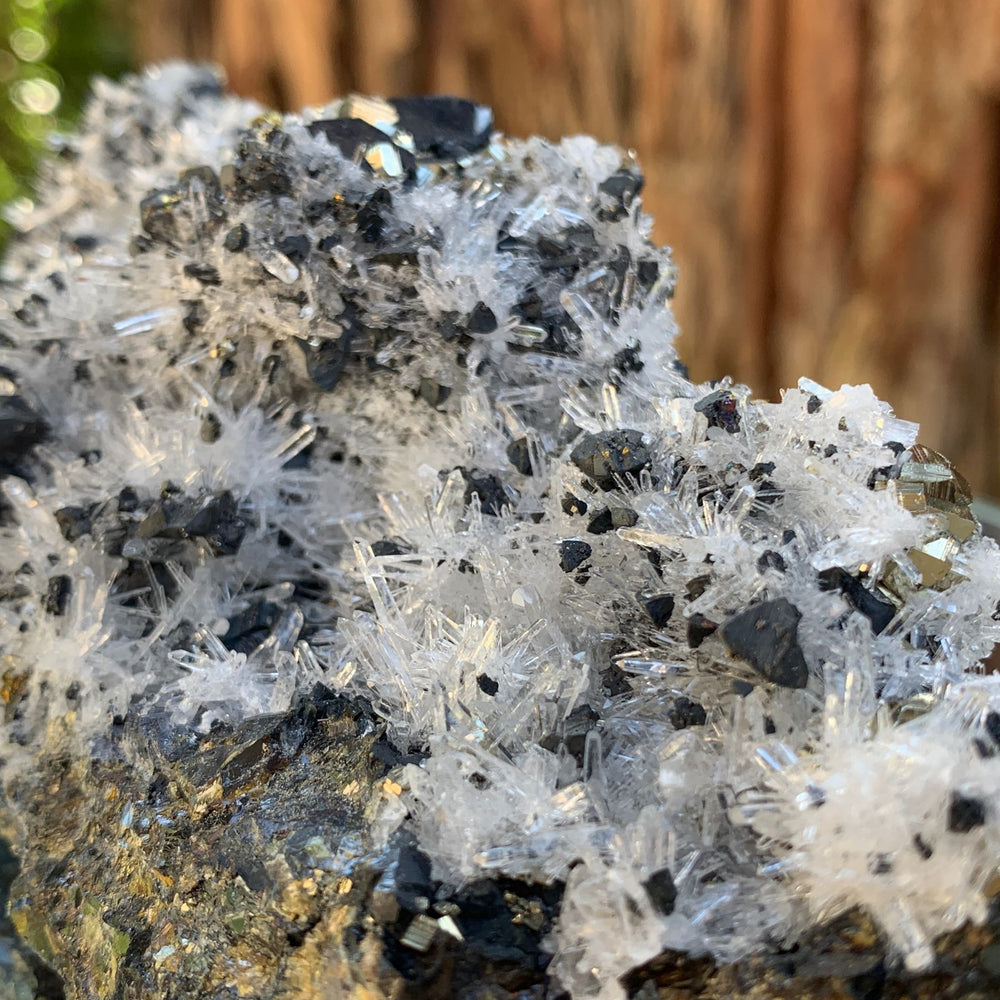 14cm 540g Pyrite, Clear Quartz, Sphalerite from Huaron, Peru