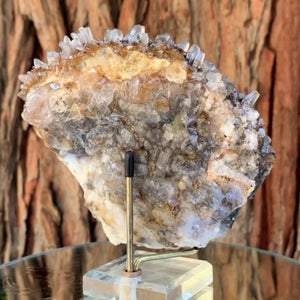 
            
                Load image into Gallery viewer, 14cm 848g Calcite with Pyrolusite Inclusion from Fujian, China
            
        