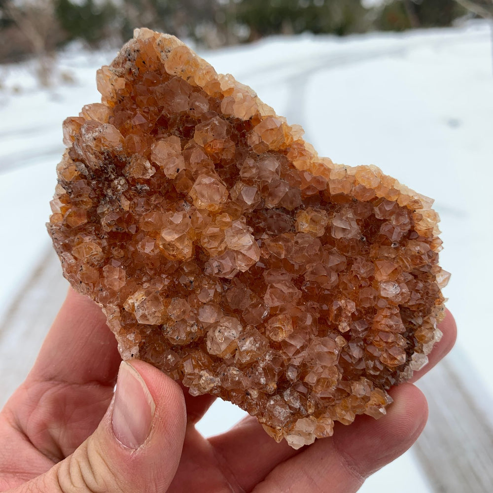 9.7cm 218g Clear Quartz Cluster with Hematite Inclusion from Guangdong, China