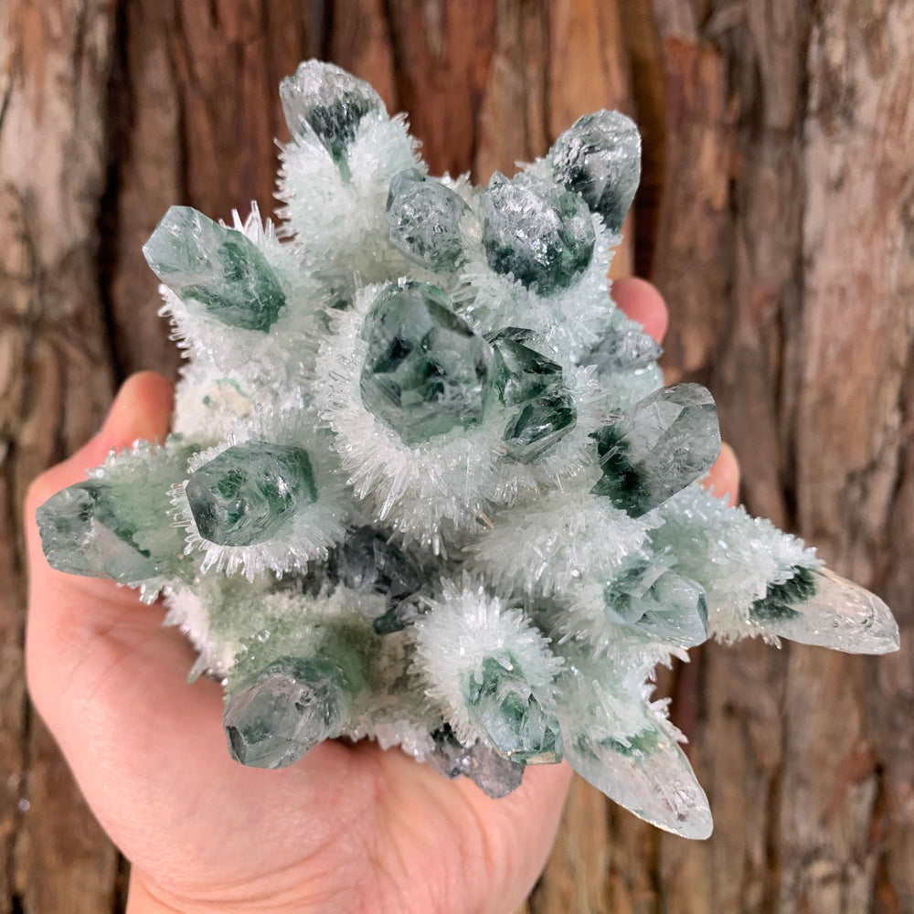 12cm 1kg Lab Grown Phantom Clear Green Quartz