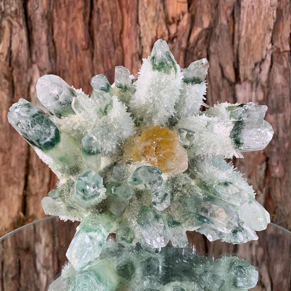 12.5cm 1.38kg Lab Grown Phantom Clear Green Yellow Quartz