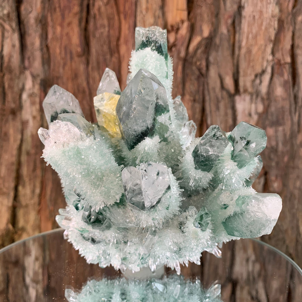 12.5cm 1.27kg Lab Grown Phantom Clear Green Yellow Quartz