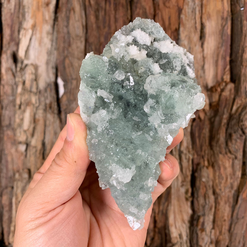 12.5cm 224g Green Fluorite with Calcite from Xianghualing, Hunan, China