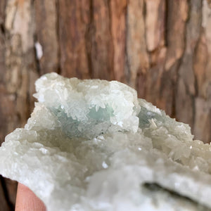 16cm 354g Green Fluorite with Calcite from Xianghualing, Hunan, China