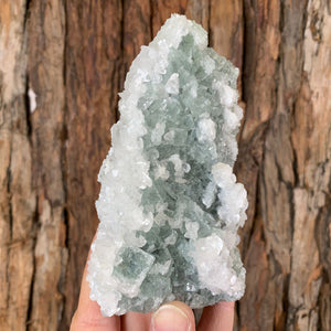 13.5cm 356g Green Fluorite with Calcite from Xianghualing, Hunan, China