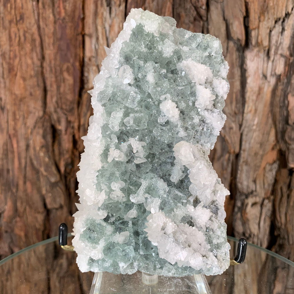13.5cm 356g Green Fluorite with Calcite from Xianghualing, Hunan, China