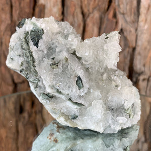 10.5cm 214g Green Fluorite with Calcite from Xianghualing, Hunan, China