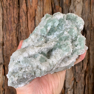 19.5cm 1.24kg Green Fluorite with Calcite from Xianghualing, Hunan, China
