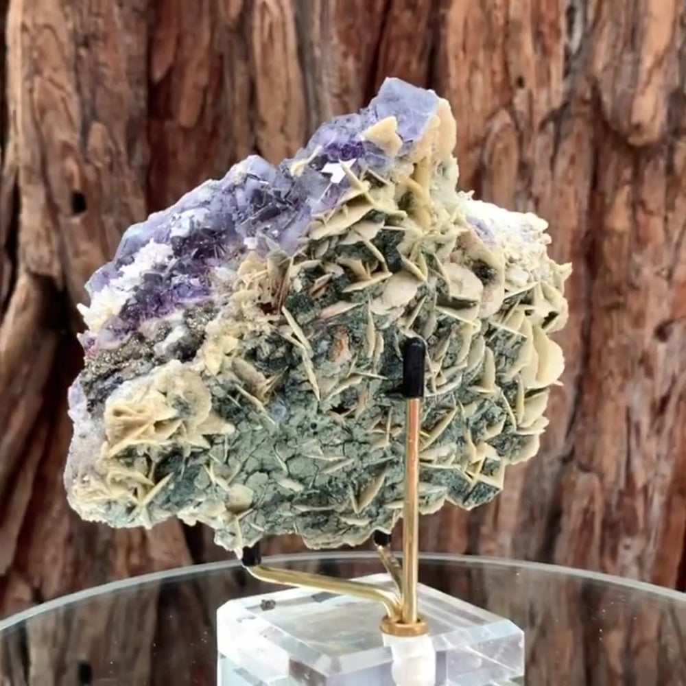 12.5cm 640g Fluorite, Clear Quartz, Calcite, Huanggang Mine, Inner Mongolia, China