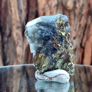 5.5cm 100g Blue Fluorite & Chalcopyrite from Huanggang Mine, Inner Mongolia, China
